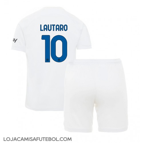 Camisa de Futebol Inter Milan Lautaro Martinez #10 Equipamento Secundário Infantil 2023-24 Manga Curta (+ Calças curtas)